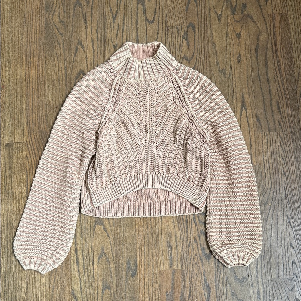Free people Cable Knit Sweater - dusty rose/tan